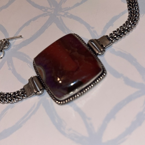Agate gem handmade bracelet, Toggle clasp - Picture 3 of 14